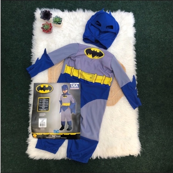 Batman Toddler Boy Costume Jumpsuit cape size 2/4 - Picture 1 of 14